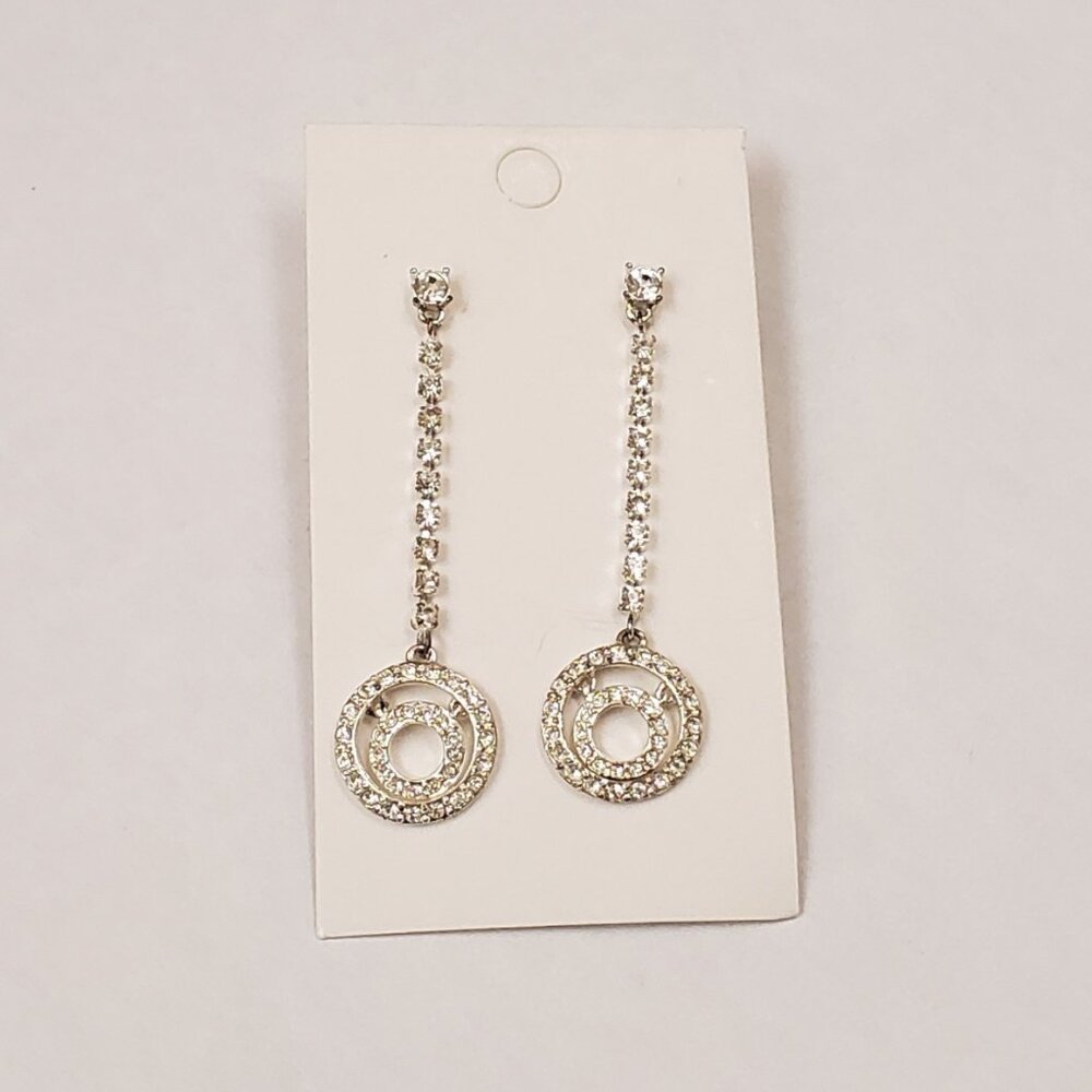 Nine West, NWOT, silver tone clear rhinestone drop dangle earrings
